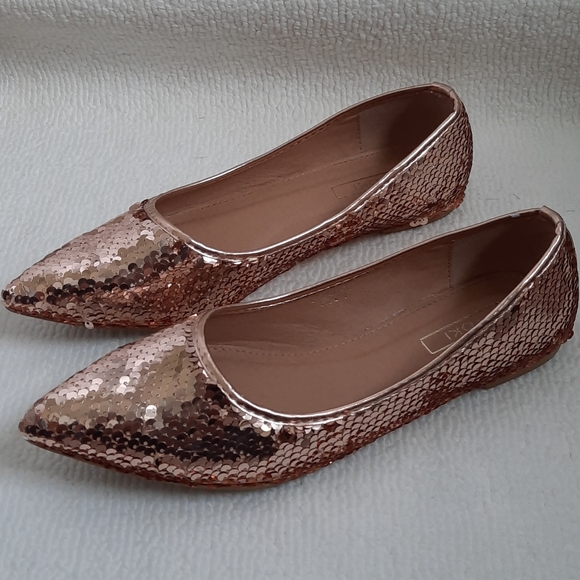 Yoki Shoes - Yoki Rose Gold Sequined pointed flats